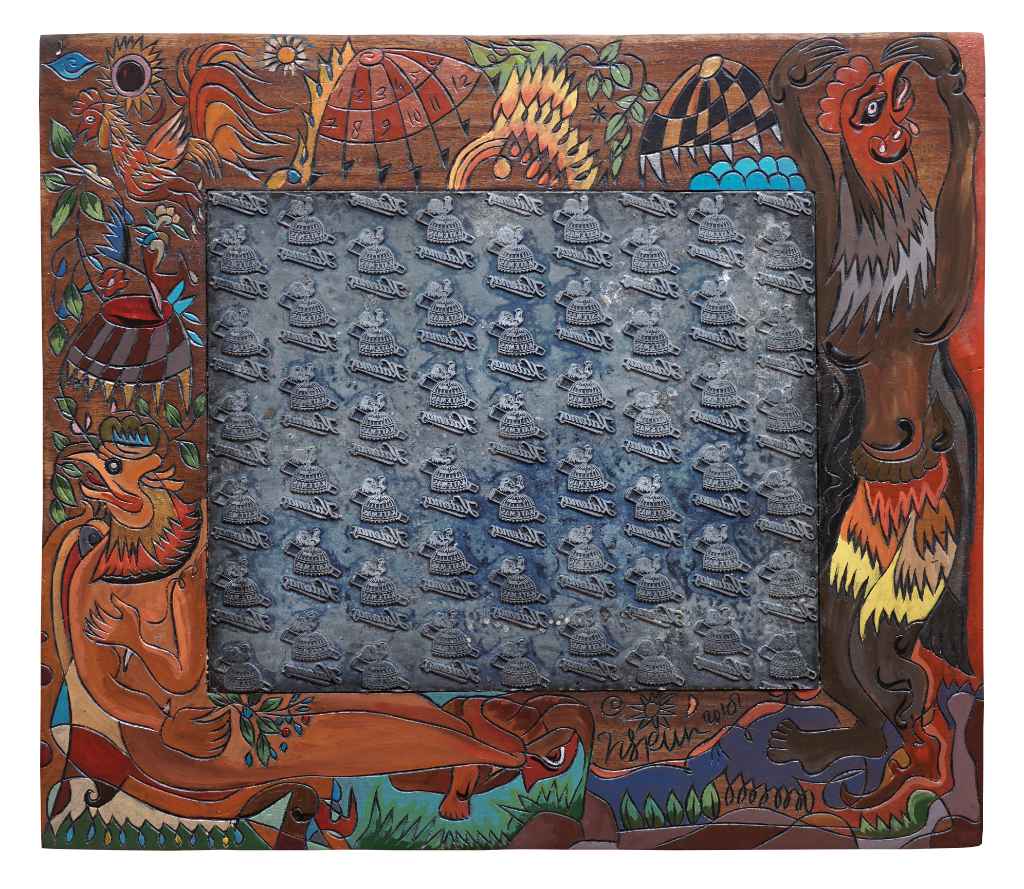 Lukisan Karya Nasirun #8 Stample 2018 on Wood [A006]