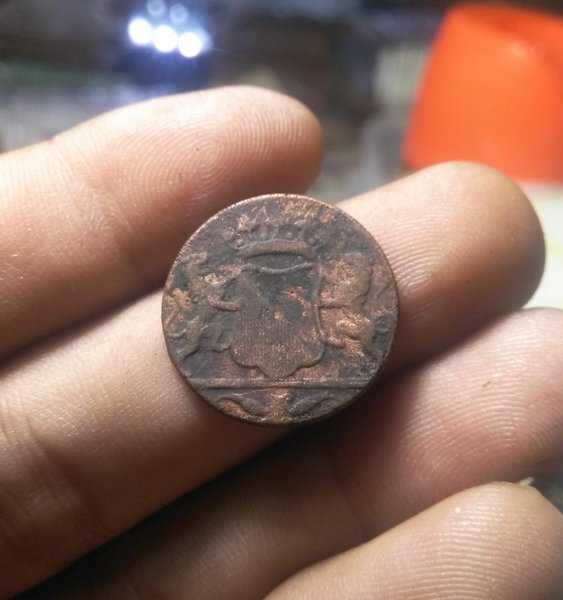 A 2077 Koin Kuno Voc Ultrech 1 Doit Tahun 1790 Bekas Pakai Kondisi Sesuai Gambar