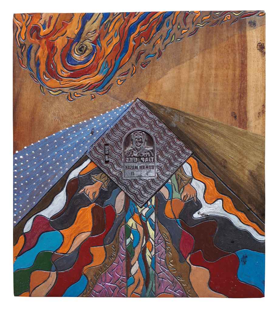 Lukisan Karya Nasirun #6 Stample 2018 on Wood [A007]