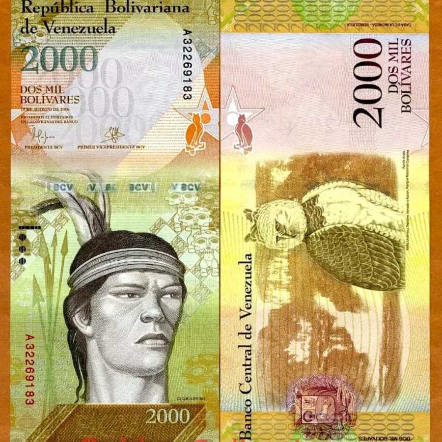 Venezuela 2000 Bolivares UNC Baru Gress Mulus Uang Kuno