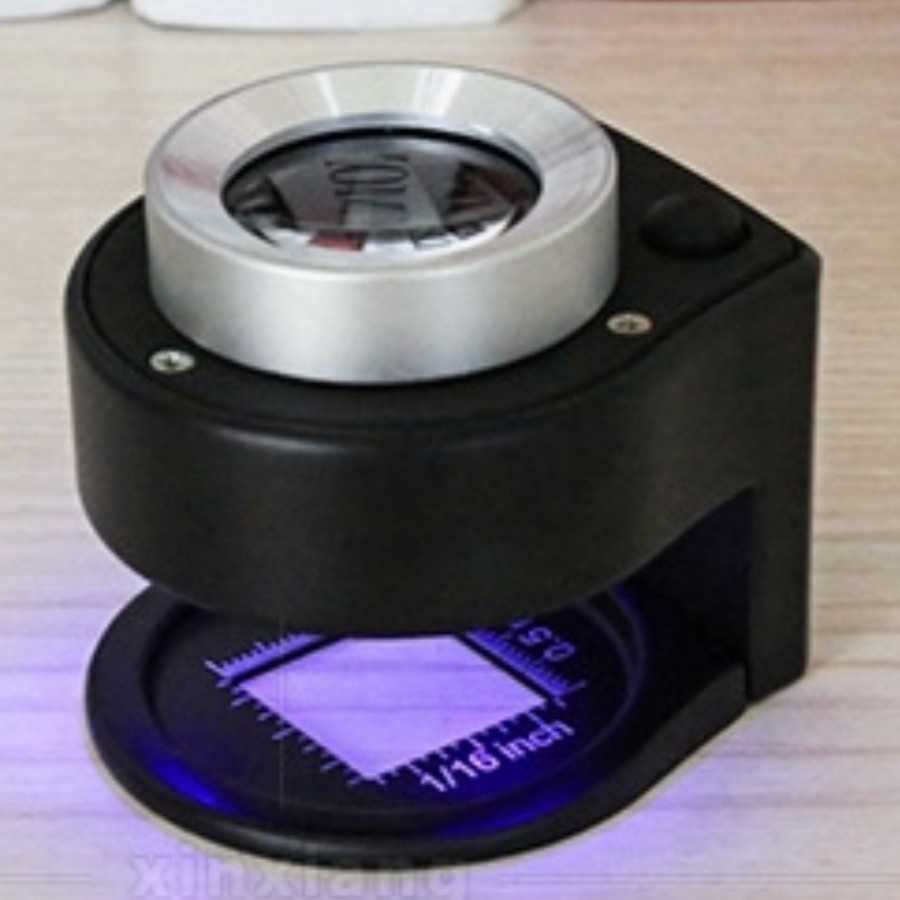 Kaca pembesar logam duduk 30x 3 led uv ultraviolet