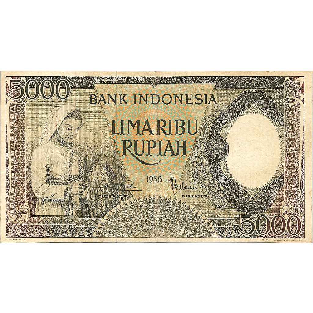 Uang Kuno Indonesia 1958 5000 Rupiah
