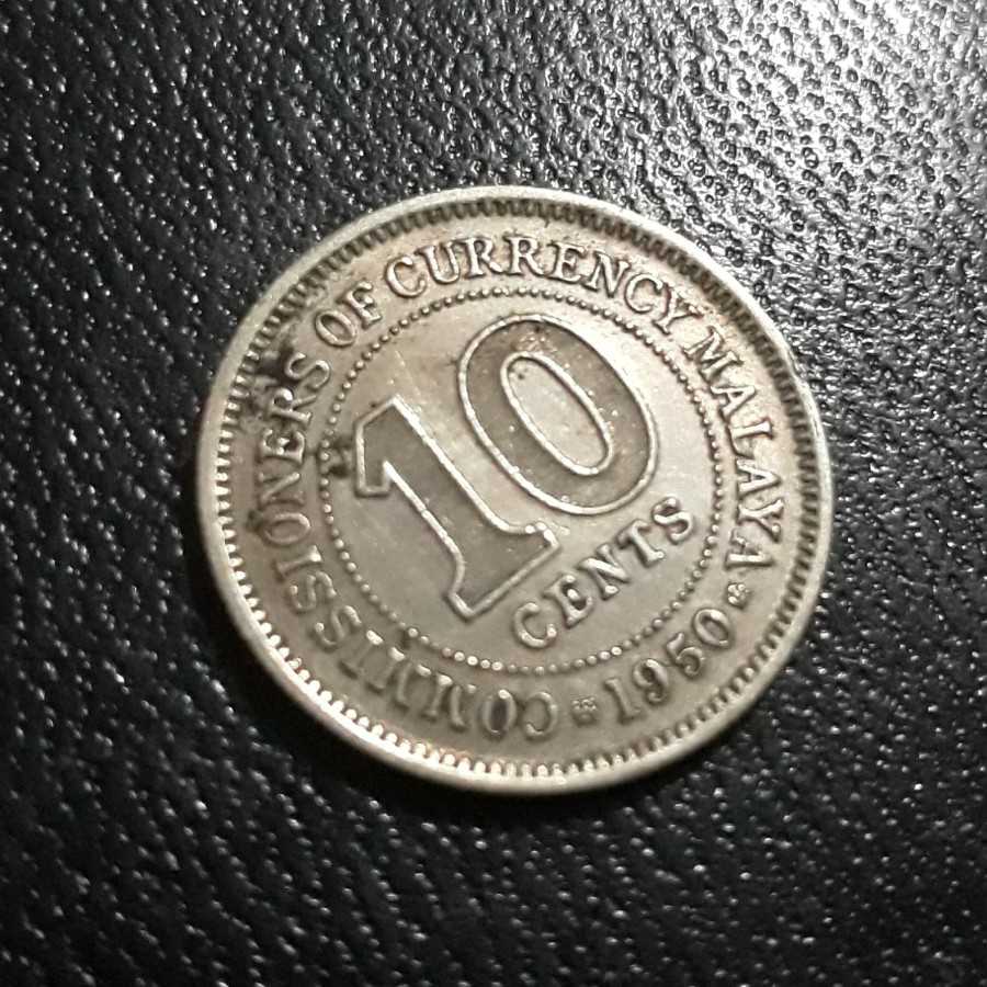 Malaya - 10 Cents 1950 : Koin / Asing / Uang Kuno