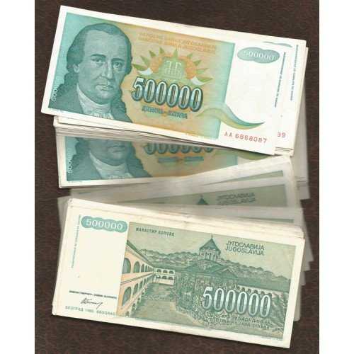 BL 1113 Yugoslavia 500000 Dinara 1993 Kondisi bekas pakai Per 1 lembar