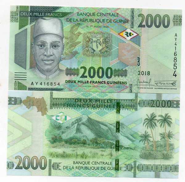 BL 1961 Guinee 2000 Francs tahun 2018 UNC Mulus Per 1 lembar