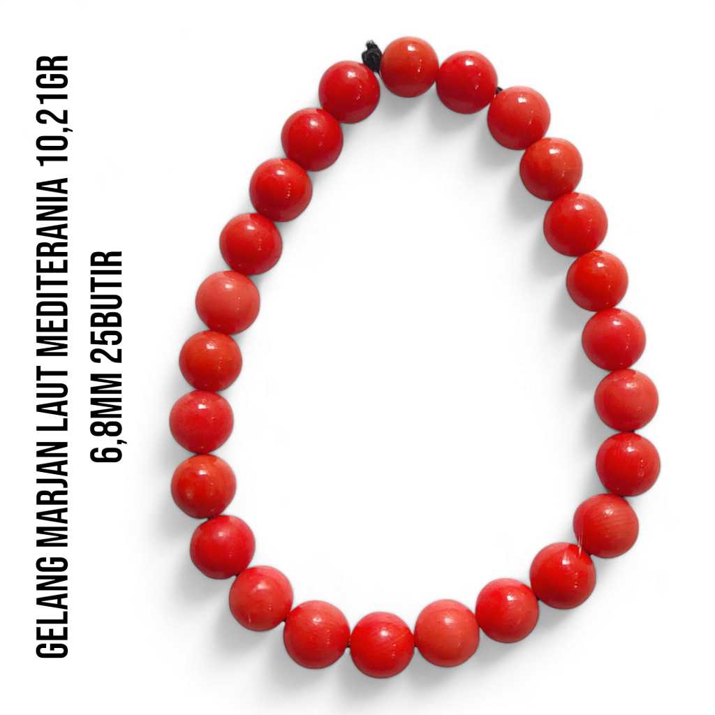 Gelang Marjan Asli Laut Mediterania Bulat Elegan 10,21 Gram