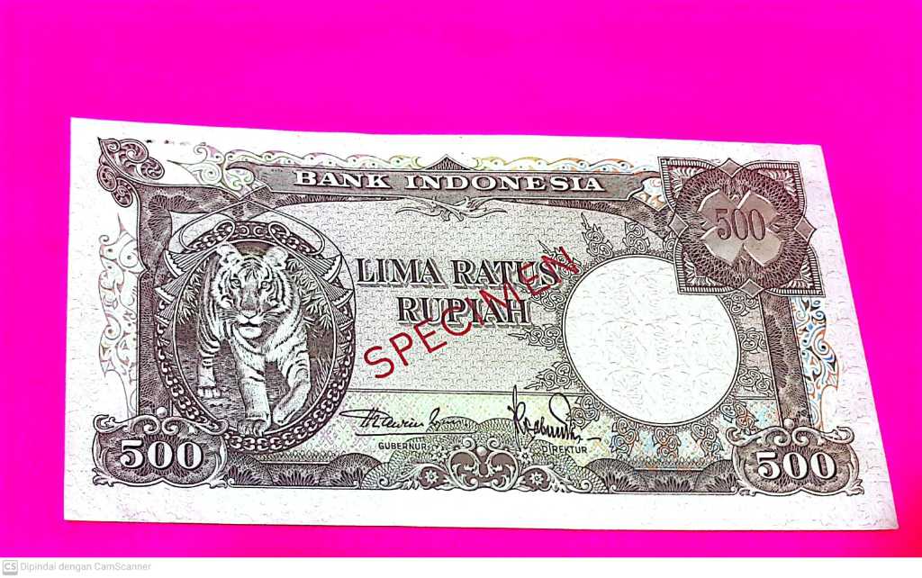 Uang Kuno Bank Indonesia SPECIMEN Seri Hewan Macan Rp 500