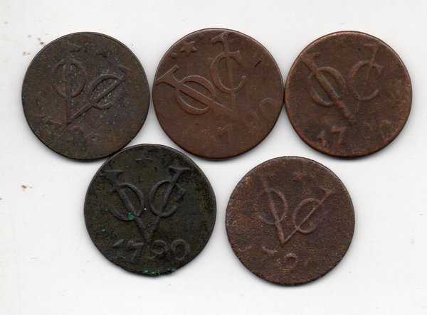 A 1674 Lot 5 Keping Koin VOC Berbeda Jenis Kondisi Sesuai Gambar