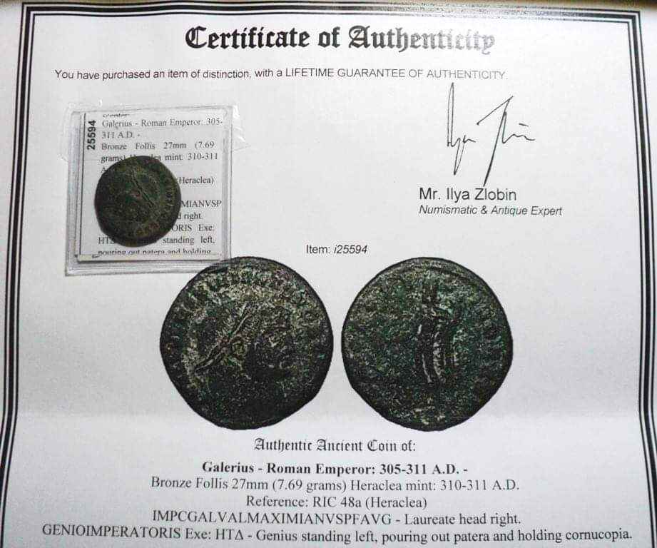 310 AD, Galerius AE Follies, Genius Standing Left