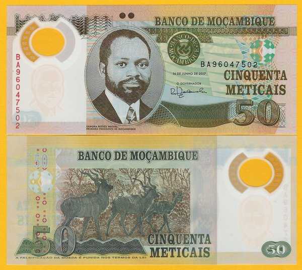 BL 2147 Per 1 Lembar Mocambique 50 2017 UNC Polymer Mulus