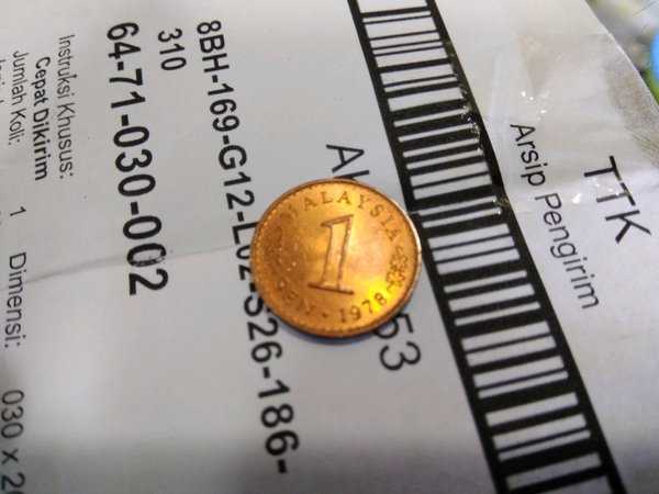 x556 Malaysia 1 cent tahun 1978 kondisi sesuai foto