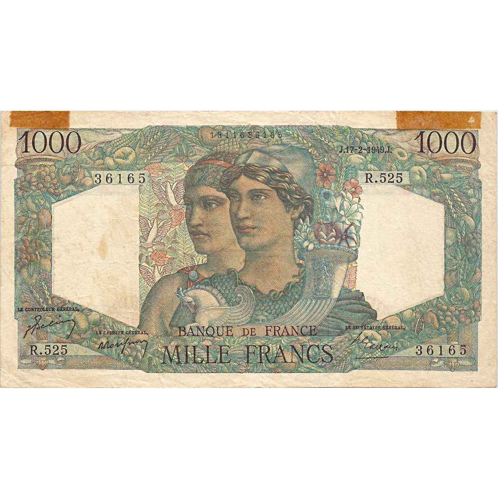 Uang Kuno France 1949 1000 Francs RARE