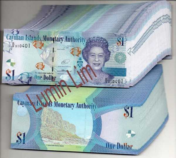 BL 1241 Cayman Island 1 Dollar Tahun 2014 UNC Mulus Per 1 Lembar