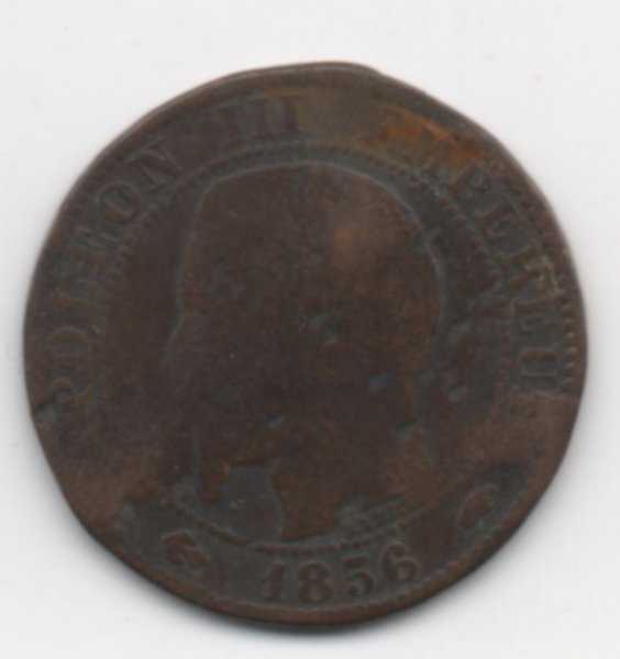 A451 Koin Asing Prancis 10 Centimes Napoleon Tahun 1856 Bekas Pakai Sesuai Gambar