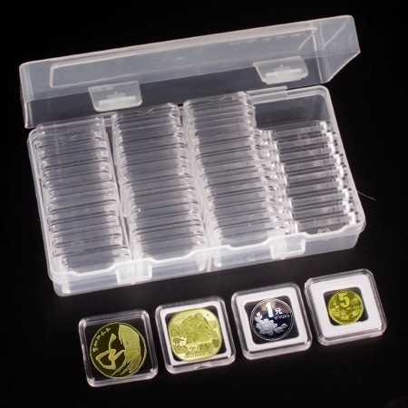 Pelindung koin Kapsul coin kotak 30 mm transparan busa box plastik