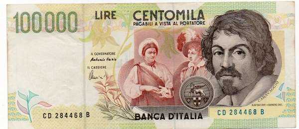 BL 1443 Italia 100000 Lire Tahun 1994 VF Bekas pakai Sesuai Gambar