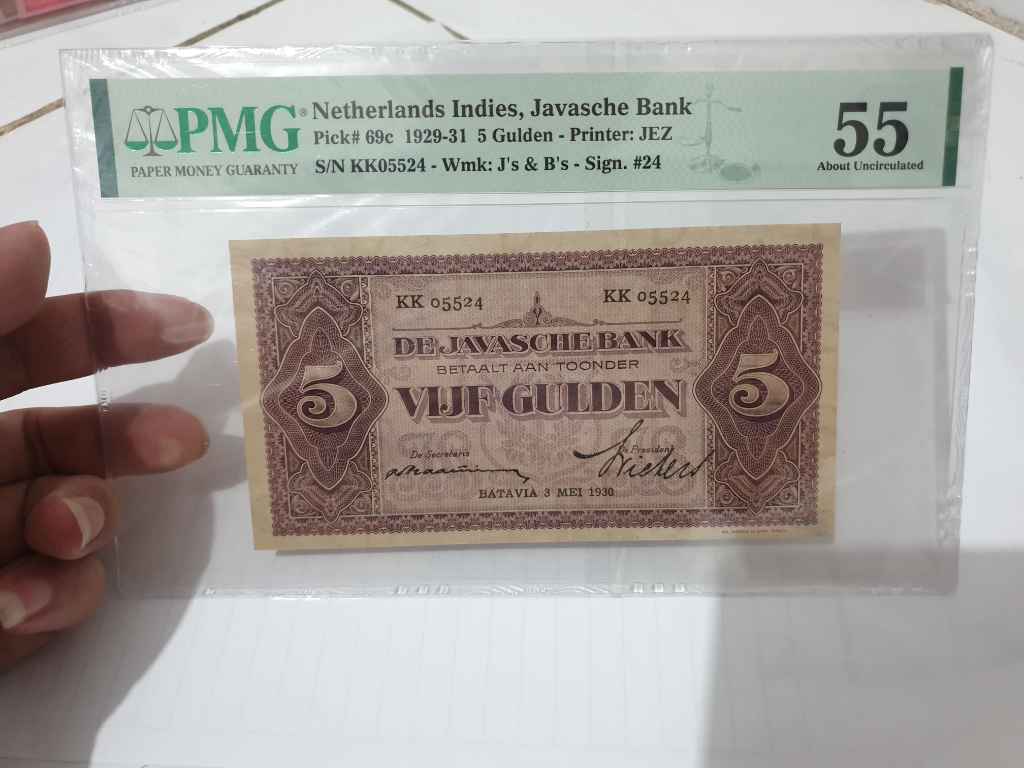 Uang ned indies coen 5g 1930 prefik solid KK aunc pmg 55