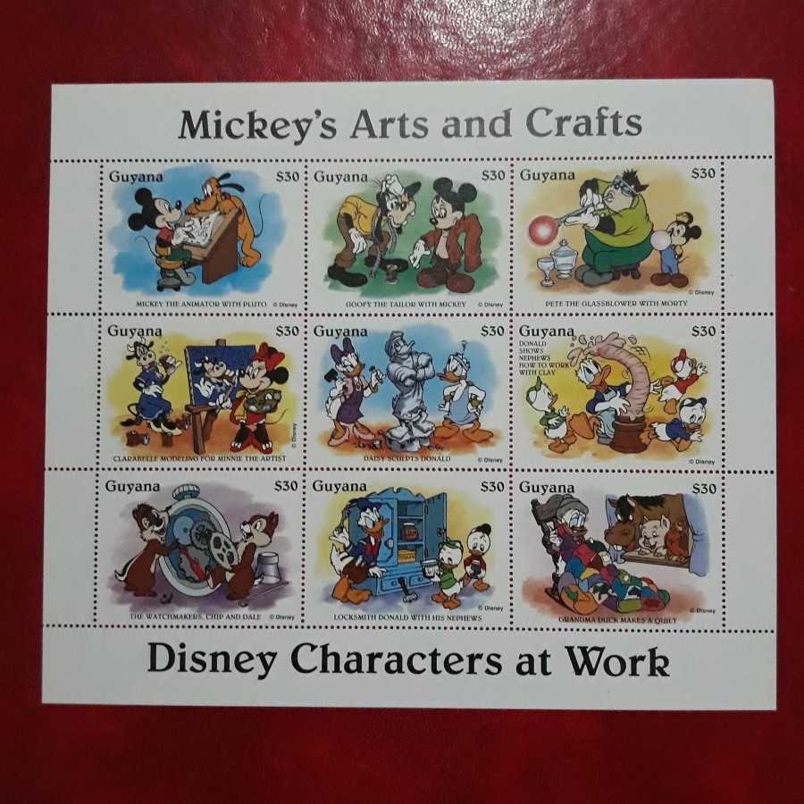 Perangko / Stamp : Guyana - Disney " Mickey's Arts and Crafts " Block