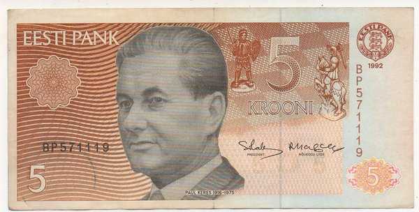 BL3274 Estonia 5 Krooni Tahun 1992 Sesuai Gambar Asli Ready