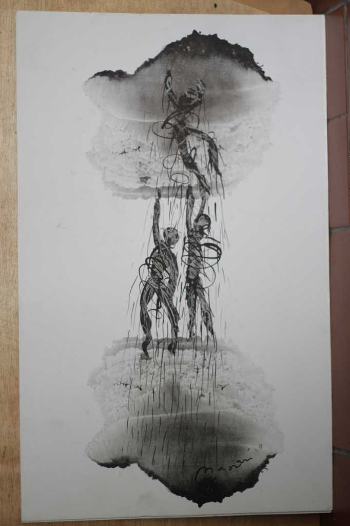 Lukisan tinta diatas kertas ( Menggapai )