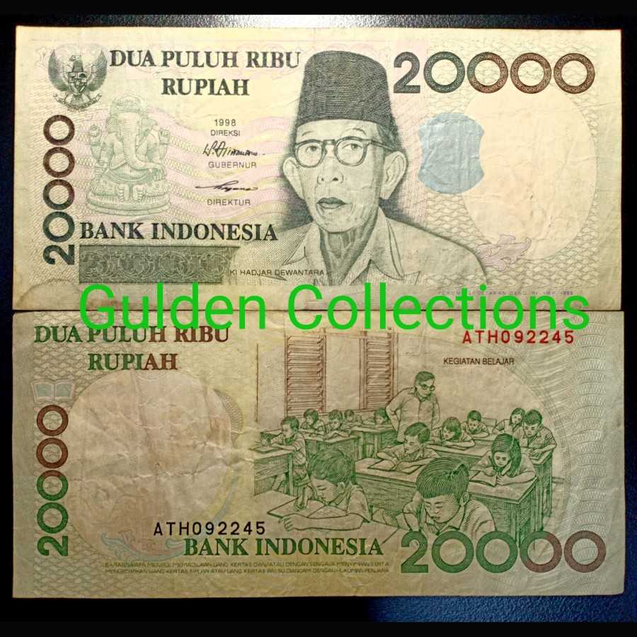Uang Kuno 20000 Kihajar dewantara Bekas Pakai