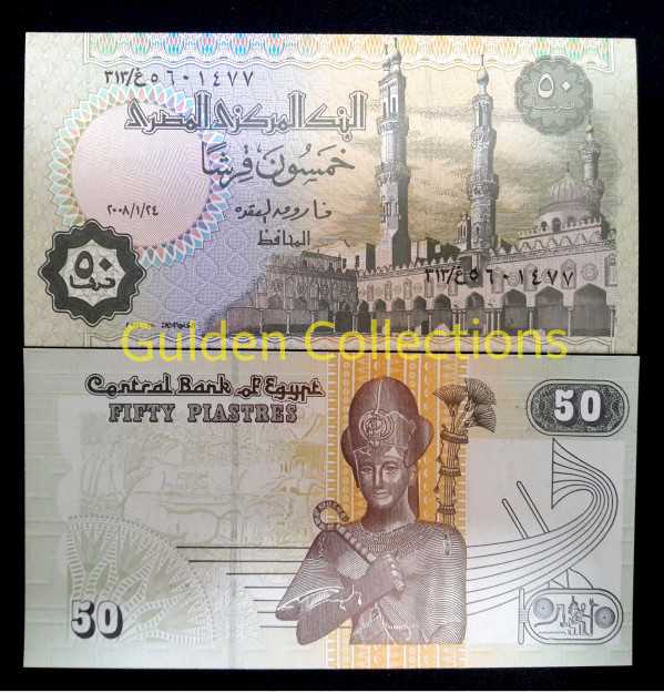 Uang Kuno Luar Negri 50 Piastres Egypt Mesir UNC