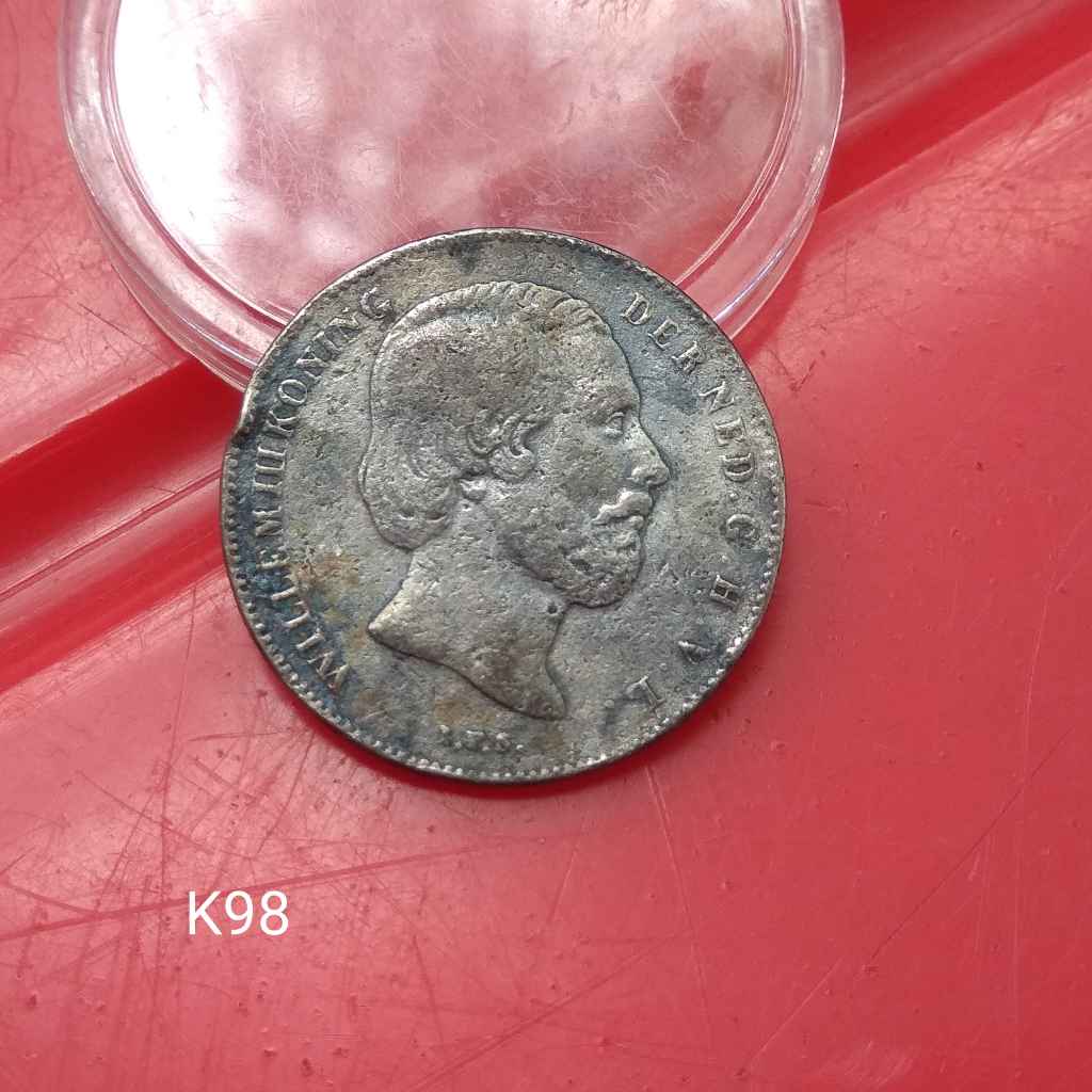 Uang Kuno Koin Perak 1/2 Gulden 1863 Willem III Belanda Asli K97