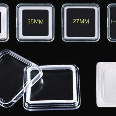 Pelindung koin Kapsul coin kotak 30 mm transparan busa bijian eceran