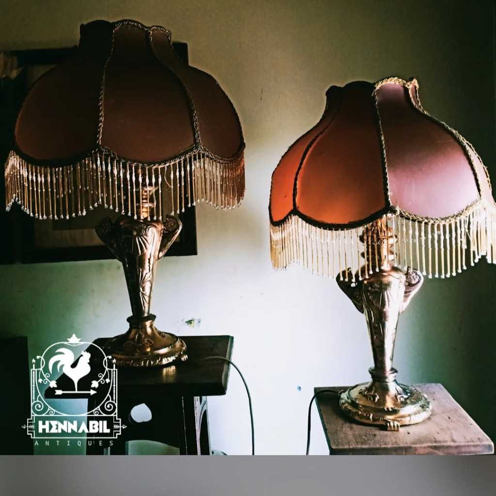 Italian lamp vintage 1950s Sepasang lampu eropa tua Bahan Kuningan berat