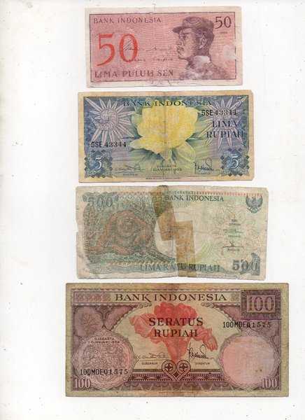 BL 2693 Lot 4 Lembar Uang Kuno Indonesia Berbeda Kondisi Sesuai Gambar