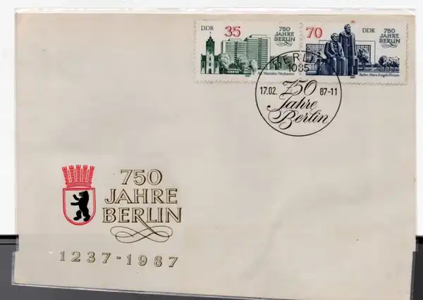 BL 2248 Cover Prangko jerman 750 jahre 1237 - 1987 Sesuai gambar