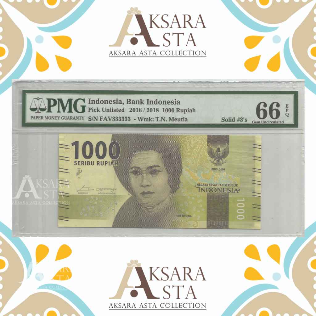Uang Indonesia Rp 1000 th 2018 PMG 66 EPQ SOLID #3