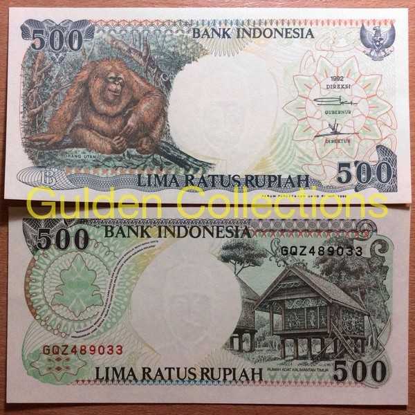 Uang Kuno 500 Rupiah Kertas Orang Utan tahun 1992 Untuk Mahar Pernikah