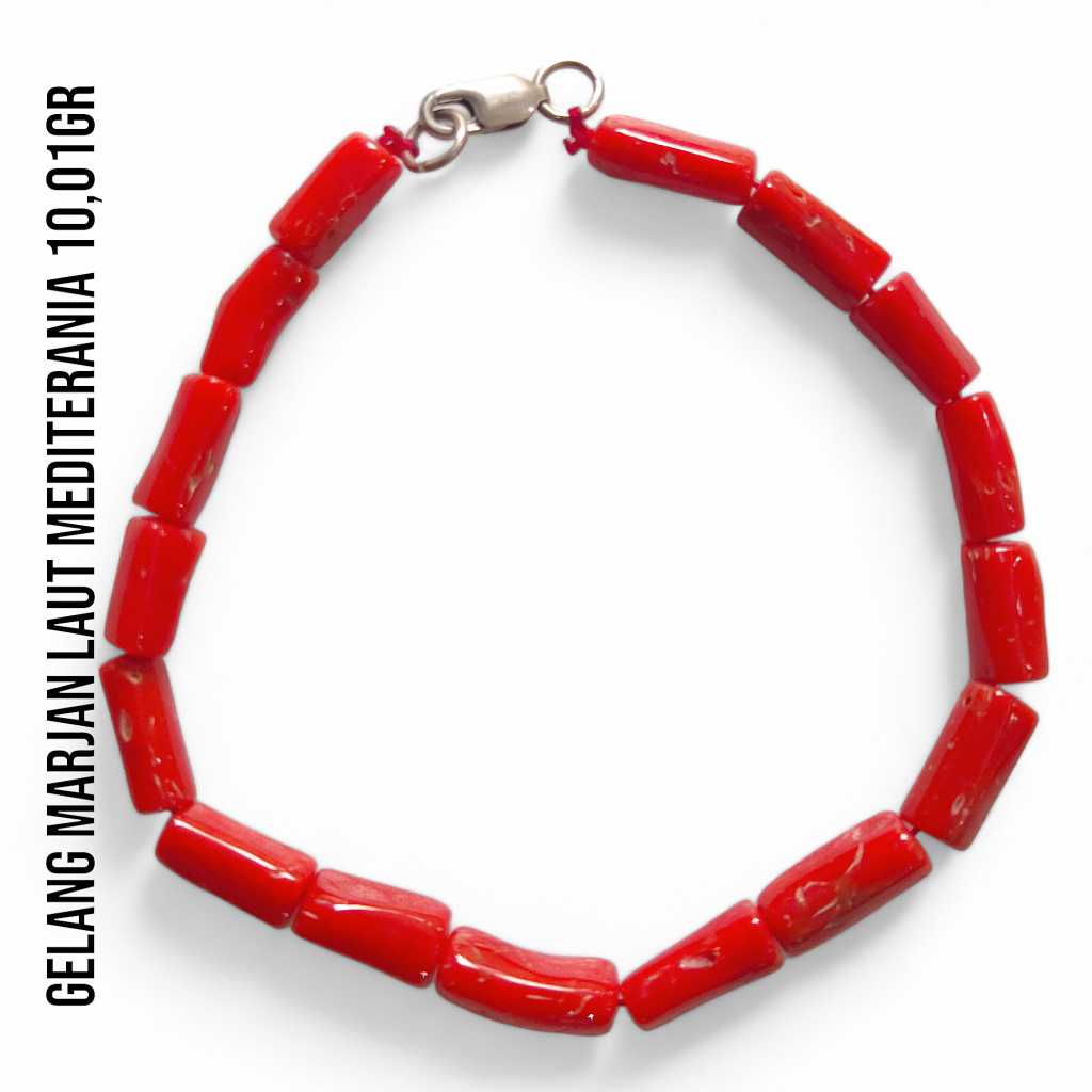 Gelang Marjan Corallium Rubrum Asli Laut Mediterania 10,01 Gram Dengan Pengait Perak