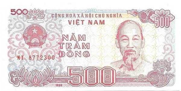 BL 1988 Per 1 Lembar Vietnam 500 Dong Tahun 1988 Mulus