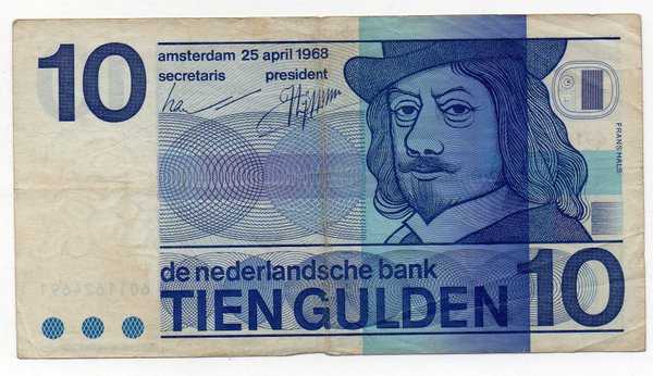 Bl 1007 Netherlands - Belanda 10 Gulden tahun 1968 Sesuai gambar Bekas pakai