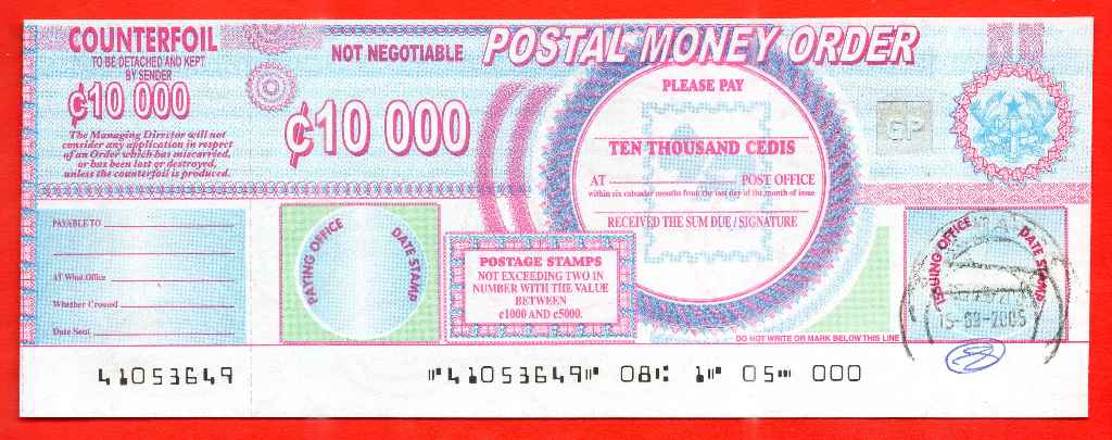 Ghana Postal Order 10000 Cedis 15.09.2005