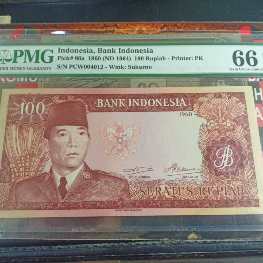 1960 Rp 100 SUKARNO Pmg 66 epq