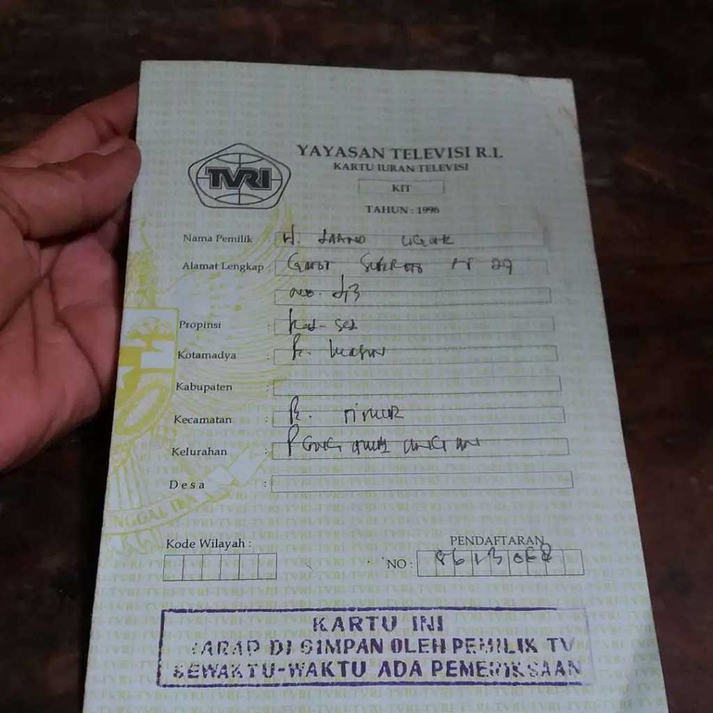 Kartu iuran televisi tahun 1996