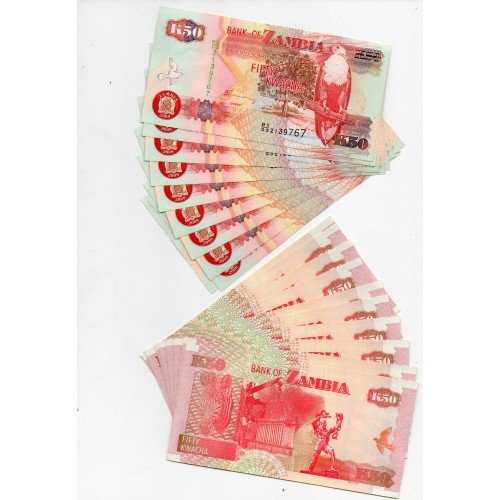 BL 1262 ZAMBIA 50 KWACHA TAHUN 2009 UNC Mulus Per 1 lembar