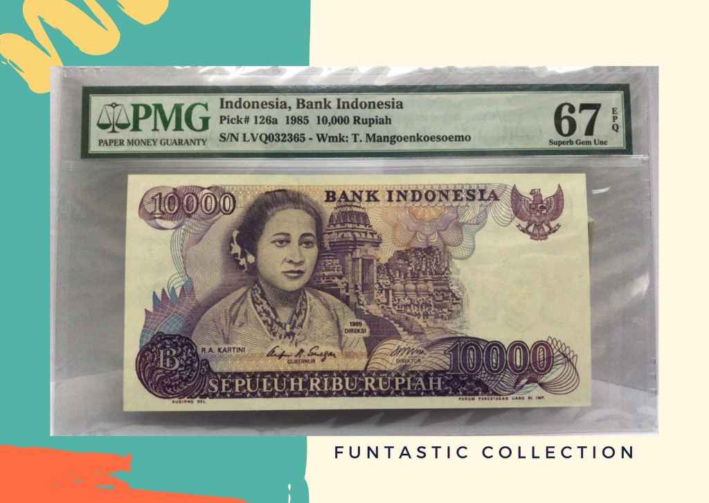 Uang Kuno Indonesia 10.000 Rupiah R.A Kartini PMG 67