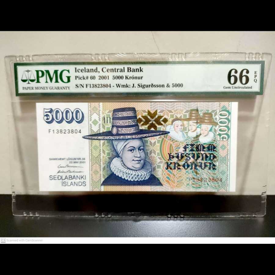 Iceland 5000 Kronur UNC PMG 66 EPQ