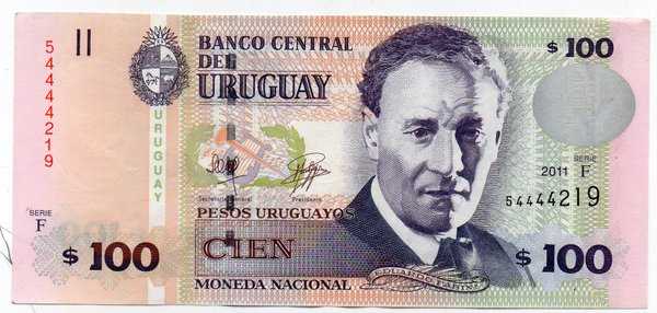 BL3285 Uruguay 100 Pesos Tahun 2011 VF SesuaiGambar Asli Readfy