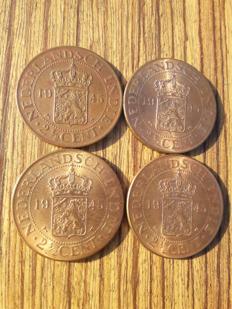 4 Pcs Koin Nederland ind Tahun 1945