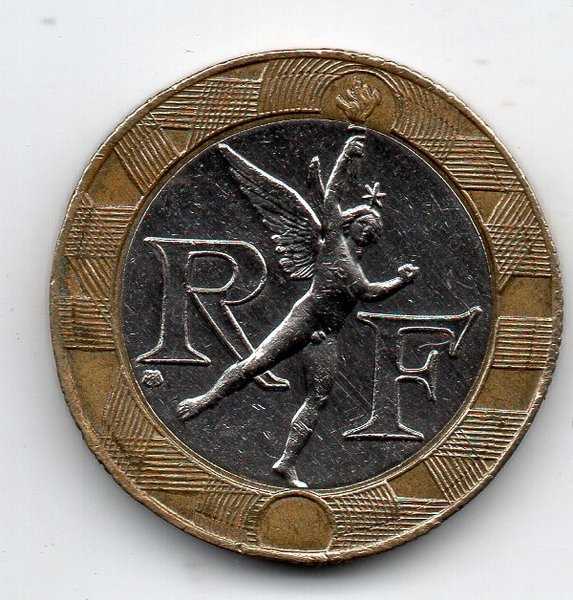 A1718 Prancis 10 Francs Bimetal Coin bekas Pakai Sesuai Gambar