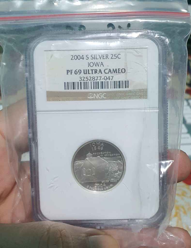 2004 S silver quarter iowa NGC PF 69