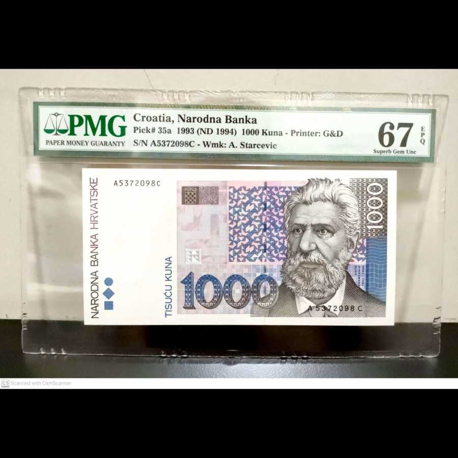 Croatia Kroasia 1000 Kuna 1993 UNC PMG 67 EPQ