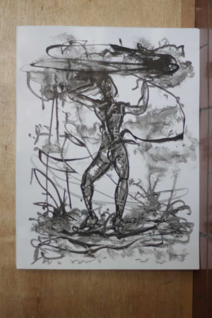 Lukisan tinta diatas kertas ( Menari )