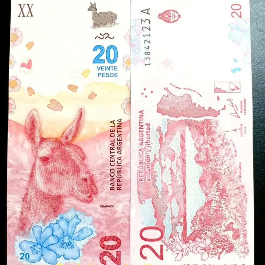 Argentina 20 Pesos UNC Baru Gress Mulus