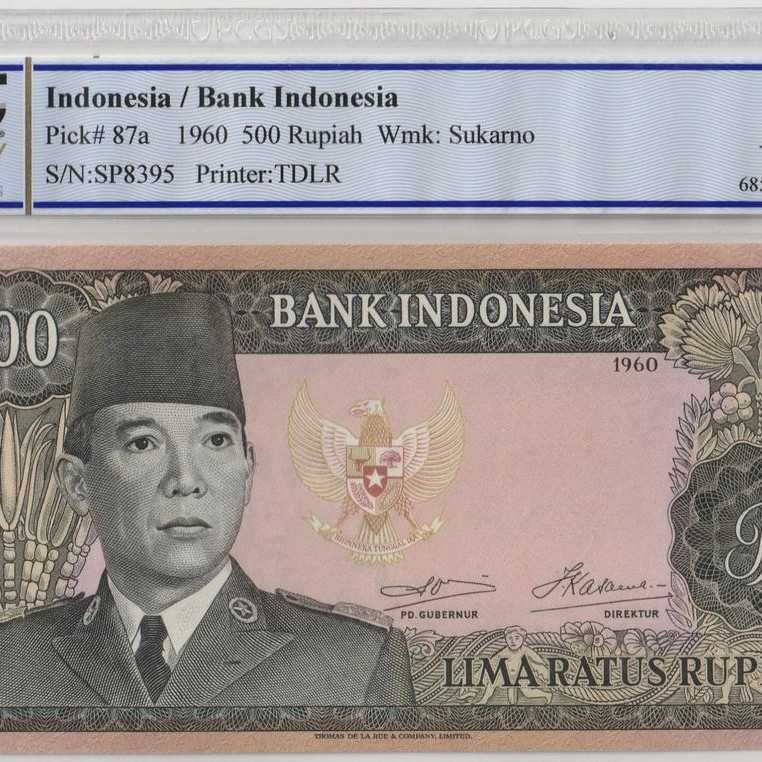 Uang PMG Sukarno TDLR 500 PCGS GOLD SHIELD 66 opq